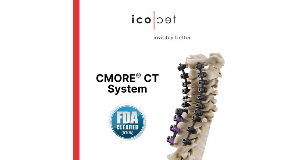 icotec Receives FDA Clearance for the CMORE® CT System, Expanding its BlackArmor® Engineered Carbon/PEEK Technology to the Posterior Cervicothoracic Spine